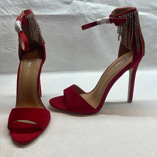 Red Dangle Rhinestone Heels